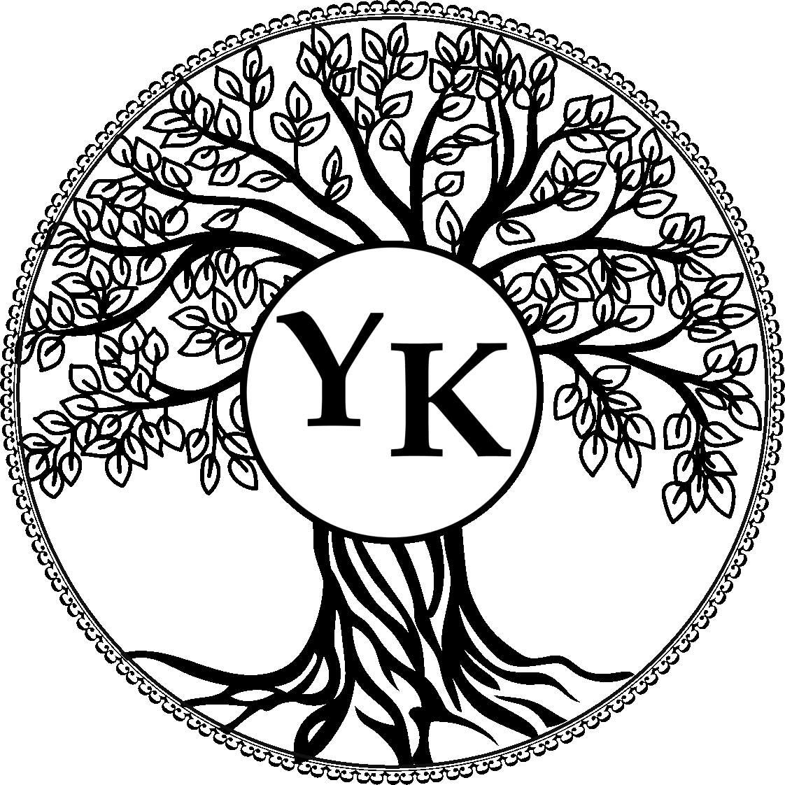 Logo Yvonne Knopf – Lebensbaum mit den Initialen YK